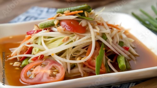 close up of Thai papaya salad