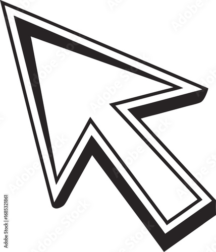 3D Bold Arrow Cursor Vector Icon – Computer Pointer for Navigation and Click Design