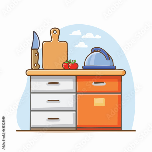 Simple Kitchen Counter With Utensils
