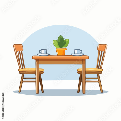 Pixel Art Wooden Table And Chairs