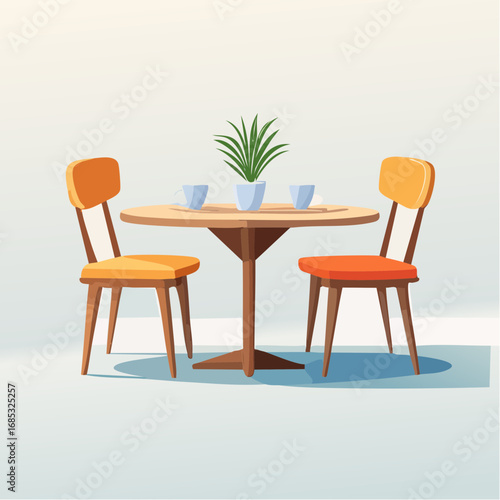 Pixel Art Retro Cafe Table And Chairs
