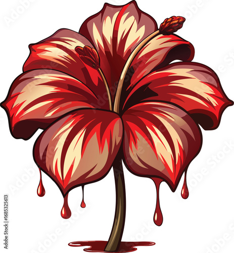 Creepy Hibiscus Halloween Bleeding Red Flower Bloom