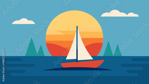 Peaceful Sailboat on Calm Water a Serene Scene of Coastal and Marine Nature