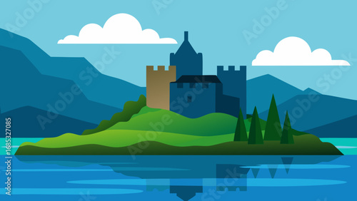 Mysterious Scottish Loch with a Castle a Historic and Wild Nature Landscape