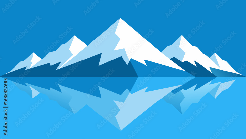 Fototapeta premium Snow Capped Peaks Reflected in a Lake a Pristine and Serene Nature Landscape