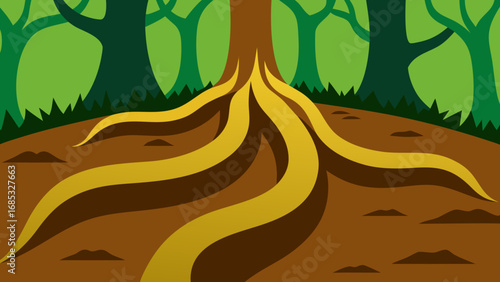 Ancient Snaking Tree Roots in a Forest a Powerful Display of Nature's Growth