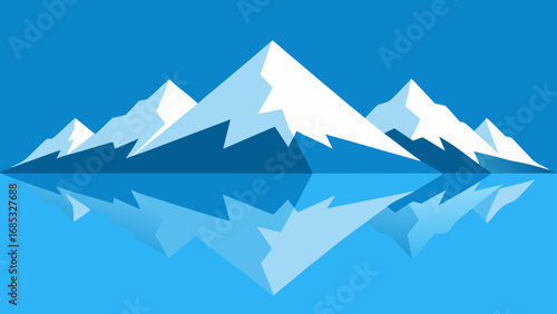 Snow Capped Peaks Reflected in a Lake a Pristine and Serene Nature Landscape