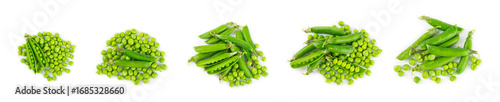 Wallpaper Mural Fresh green pea pods with green peas isolated on white background. Sweet green peas. Green pea beans vegetables. Vegan. healthy vegetable Torontodigital.ca