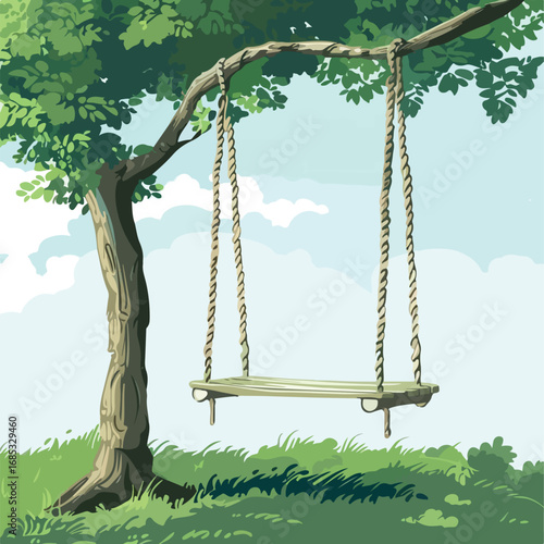 swing, playground, park, play, fun, empty, child, children, chain, outdoor, childhood, swinging, wood, grass, summer, nature, garden, kids, leisure, seat, old, outdoors, wooden, nobody, swings