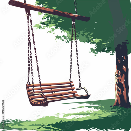 swing, playground, park, play, fun, empty, child, children, chain, outdoor, childhood, swinging, wood, grass, summer, nature, garden, kids, leisure, seat, old, outdoors, wooden, nobody, swings