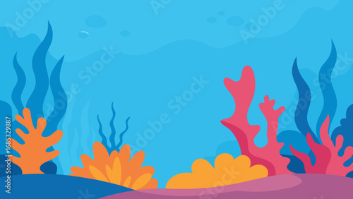 Underwater Coral Reef Scene Vibrant Marine Nature Vector Illustration