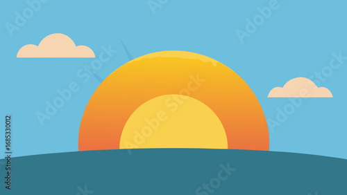 Vernal Equinox Sunrise Serene Nature Vector Illustration Artwork
