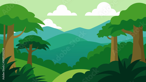 Virgin Rainforest Untouched Lush Nature Vector Illustration