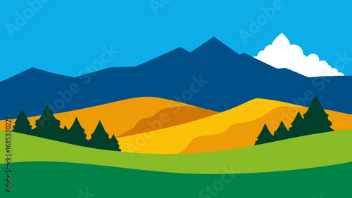 Virginia Shenandoah Valley Scenic Nature Vector Illustration