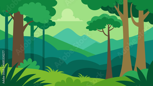 Virgin Rainforest Untouched Vibrant Nature Vector Illustration