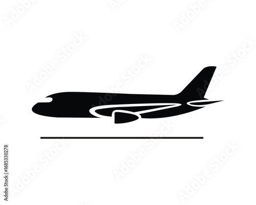 Airplane Silhouette Taking Off Vector Illustration