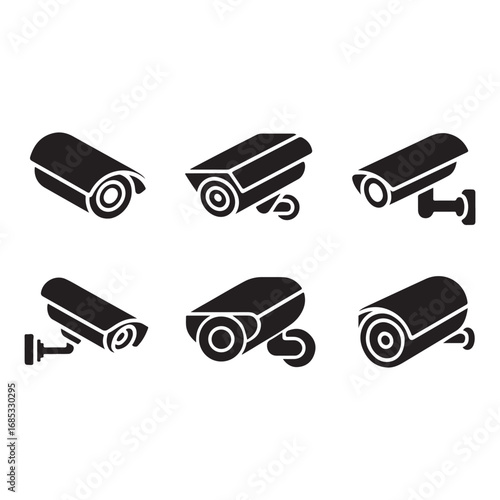 Security surveillance cameras collection modern digital monitoring equipment icons isolated on vector