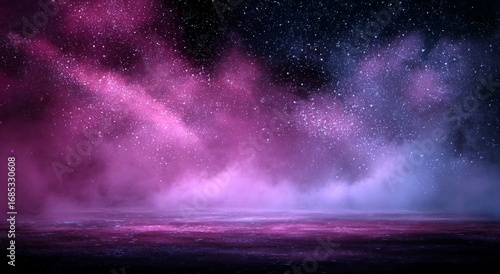 Abstract Galaxy Space Background with Pink and Purple Lights.