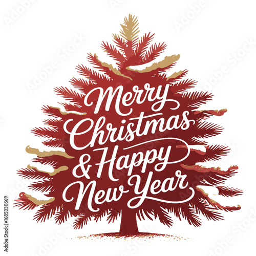 Vector of christmas tree made of words with white background 