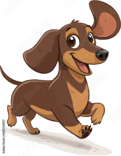 cute dachshund running with floppy ears.