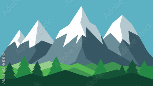 Granite Peaks Rugged Mountain Nature Vector Illustration