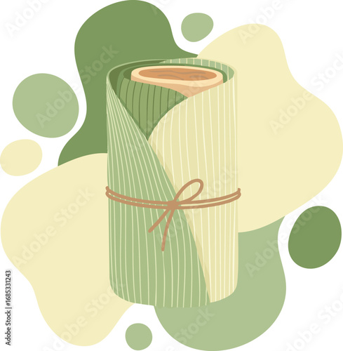 Sustainable Traditional Food Wrap – Flat Vector Eco Design in Pastel Colors