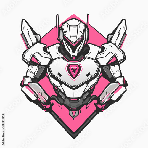pink robot with wings on a white background
