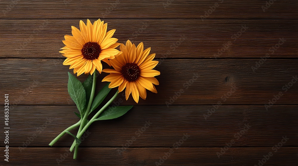 Obraz premium Beautiful vibrant sunflower flowers with bright yellow petals and lush green leaves perfect for garden floral arrangements and outdoor decoration