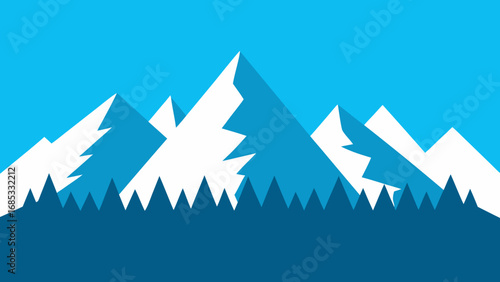 Idaho Sawtooth Mountains Rugged Peaks Vector Illustration