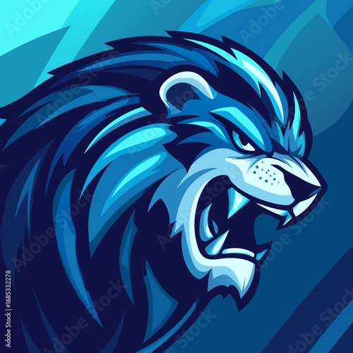 head of a blue  lion