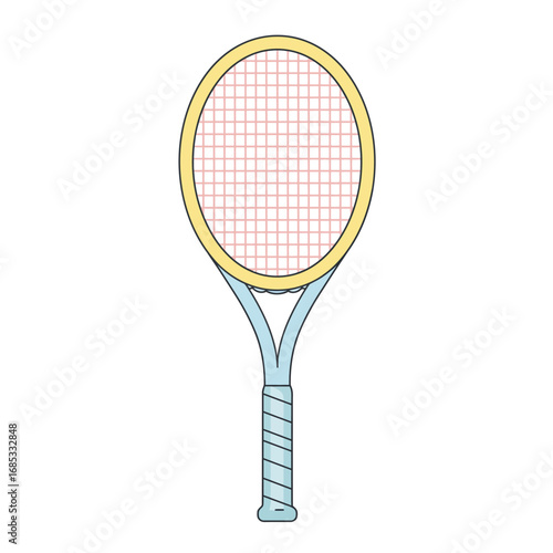 Tennis racket illustration ready for sports branding, athletic promotions, and recreational design projects with a clean aesthetic
