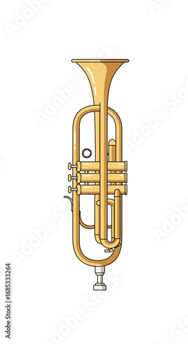 Dynamic golden trumpet illustration perfect for music, jazz, and performance art projects with a modern minimalist feel