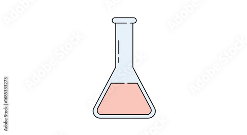 Pink liquid in a laboratory flask, perfect for science experiments and medical research applications