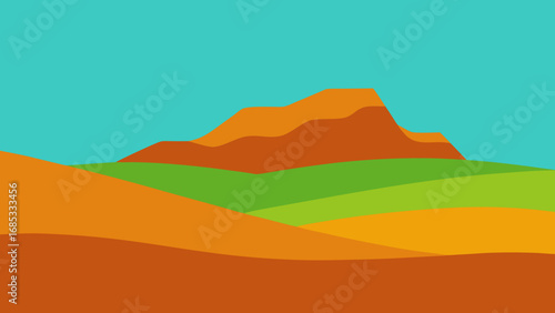 Expansive Loess Plateau Nature Vector Illustration Distinctive Terrain