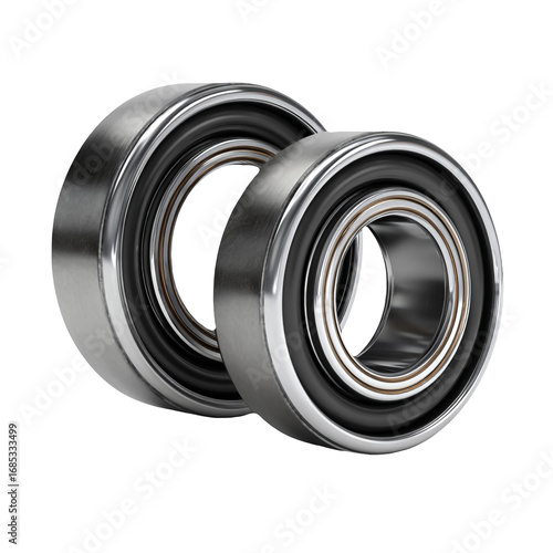 Two ball bearings isolated on transparent background