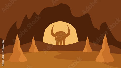 Majestic Mammoth Cave Vast Chambers Nature Vector Illustration Geological Wonder