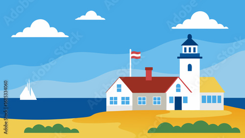 Wallpaper Mural Charming Massachusetts Cape Cod Vector Illustration Coastal Peninsula Torontodigital.ca