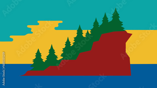 Impressive New Brunswick Bay of Fundy Vector Illustration Tidal Phenomenon