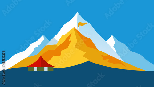 Awe Inspiring Nepali Everest Base Camp Vector Illustration Himalayan Adventure