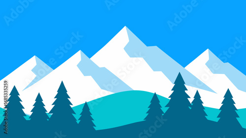 Rugged New Hampshire White Mountains Vector Illustration Appalachian Landscape