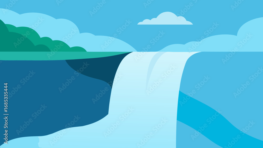 Naklejka premium Spectacular Niagara Falls Powerful Flow Nature Vector Illustration Water Power