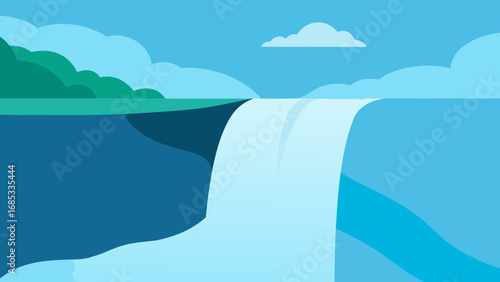 Spectacular Niagara Falls Powerful Flow Nature Vector Illustration Water Power