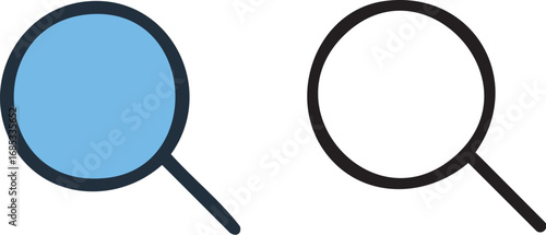 Simple search and find magnifying glass vector icons.
