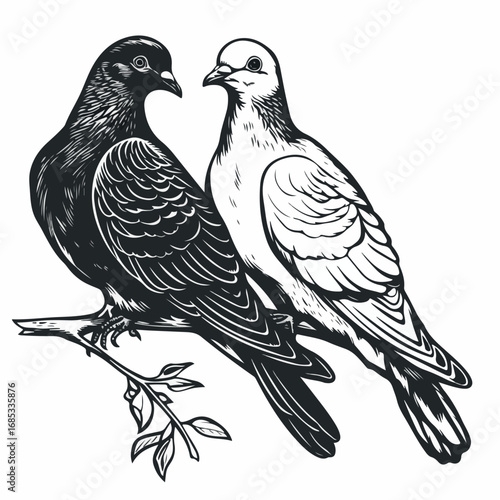 illustration, vector, bird, dove, pigeon, white, animal, nature, feather, wildlife, peace, birds, wing, beak, feathers, wild, freedom, animals, eurasian, blue, wood, tree