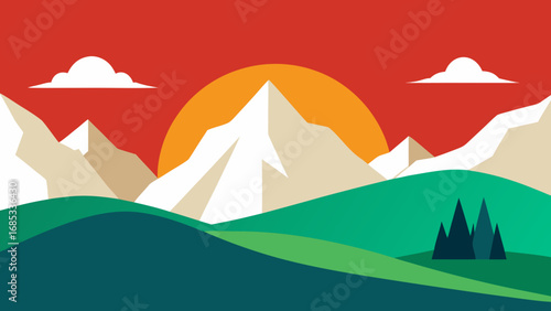 Breathtaking Pakistani Hunza Valley Vector Illustration Mountain Landscape Beauty