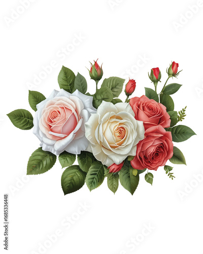 Roses and Leaves PNG for Wedding & Invitation Design