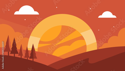 Peaceful autumnal equinox sunset a serene natural spectacle of seasonal light