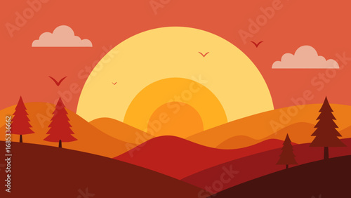 Vibrant autumnal equinox sunset a breathtaking natural sky and light event