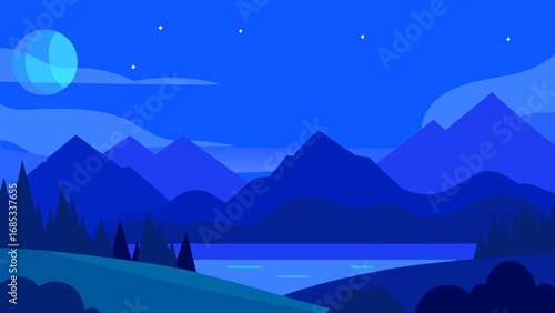 Peaceful blue hour just after sunset a tranquil natural atmospheric moment