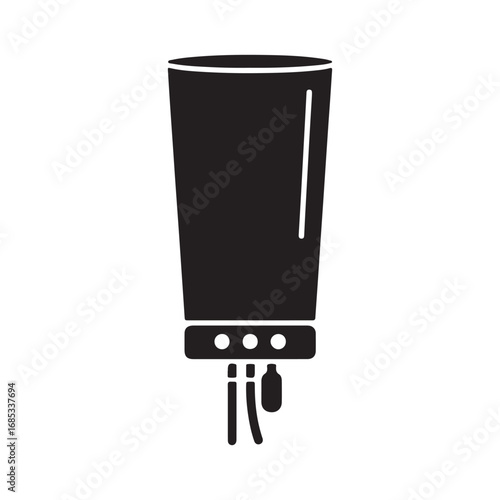Black and white vector illustration of an automatic liquid soap dispenser ideal for bathroom or kitchen spaces with a sleek and modern design